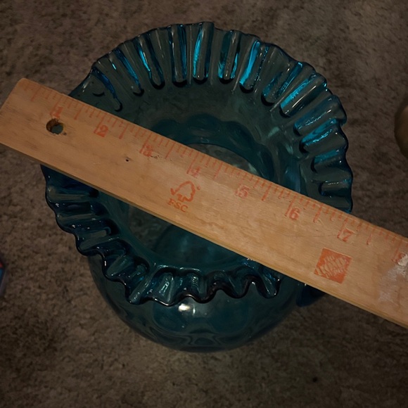 Blue Glass Pitcher with Ruffled Rim - Picture 4 of 7